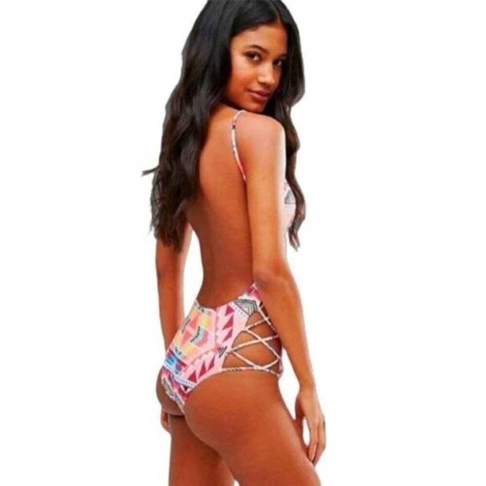 Women's Tribal Sexy One Piece‎ Swimsuit Lace Up Monokini Backless Swimwear